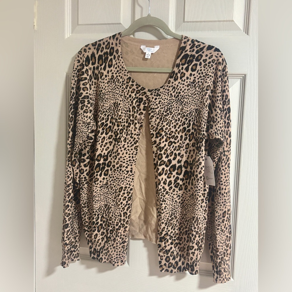 Leopard Print Women's Sweater Large Time &Tru